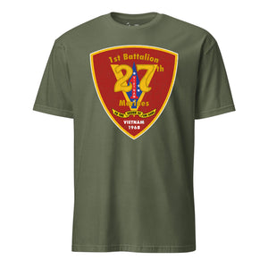 1st Battalion 27th Marines T-Shirt in OD Green - USMC unit tee
