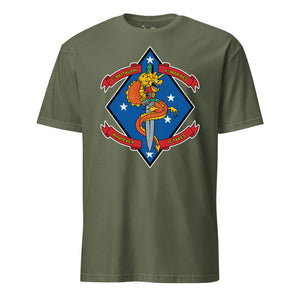 1st Battalion 4th Marines T-Shirt in OD Green - USMC unit tee