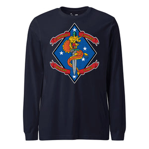 1st Battalion 4th Marines Long Sleeve T-Shirt in Navy - USMC unit tee