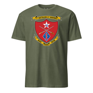 1st Battalion 5th Marines T-Shirt in OD Green - USMC unit tee