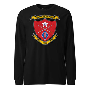 1st Battalion 5th Marines Long Sleeve T-Shirt in Black - USMC unit tee