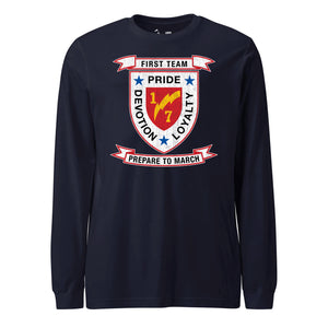 1st Battalion 7th Marines Long Sleeve T-Shirt in Navy - USMC unit tee
