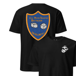11th Motor Transport Battalion Back Print T-Shirt in black - USMC unit tee
