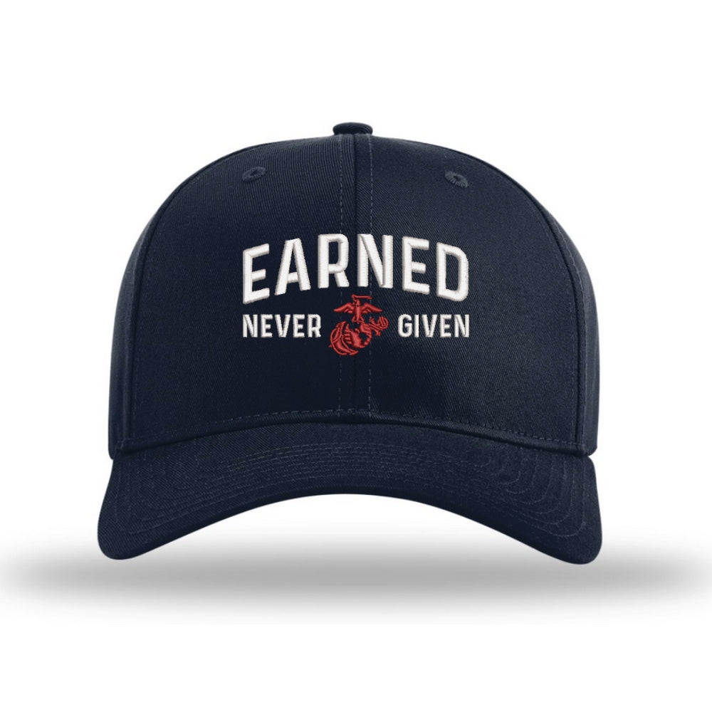 Earned Never Given Structured USMC Hat - Navy