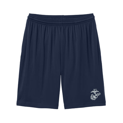 Eagle Globe & Anchor Silver Logo Pocket Shorts - front view