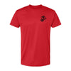 Red Left Chest Eagle, Globe, and Anchor Established Performance T-Shirt- Black Logo - RED