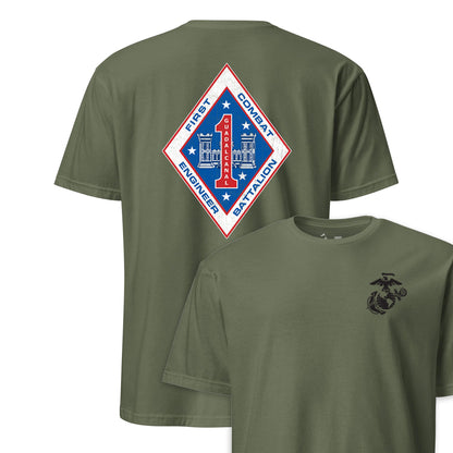 1st Combat Engineer Battalion Back Print T-Shirt