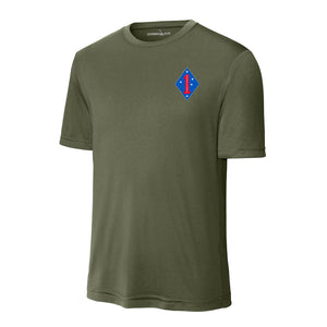 1st Division Performance T-Shirt in OD Green - USMC 1st Division Marine Corps tee