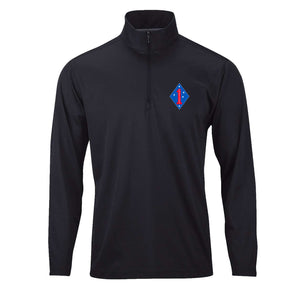 1st Division Performance Quarter Zip Pullover in Black - USMC 1st Division apparel