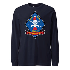 1st Recon Battalion Long Sleeve T-Shirt in Navy - USMC unit tee