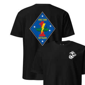1st Tank Battalion Back Print T-Shirt in Black - USMC unit tee