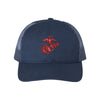 Eagle Globe And Anchor Structured Trucker- Red Logo - NAVY/NAVY