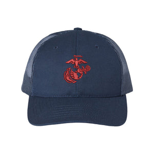 Eagle Globe And Anchor Structured Trucker- Red Logo