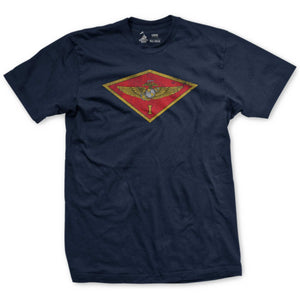 1st Marine Airwing T-Shirt in navy - USA made USMC aviation unit tee