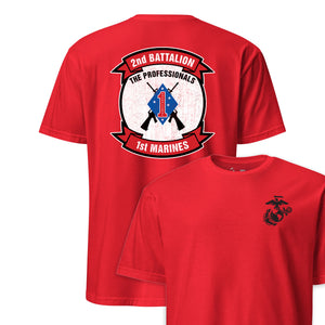 2nd Battalion 1st Marines Back Print T-Shirt in Red - USMC unit tee