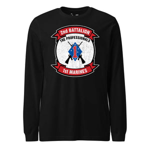 2nd Battalion 1st Marines Long Sleeve T-Shirt in Black - USMC unit apparel