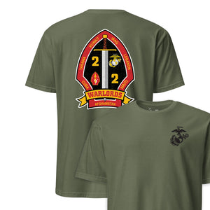 2nd Battalion 2nd Marines Back Print T-Shirt in OD Green - USMC unit tee