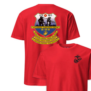 2nd Battalion 25th Marines Back Print T-Shirt in Red - USMC unit tee