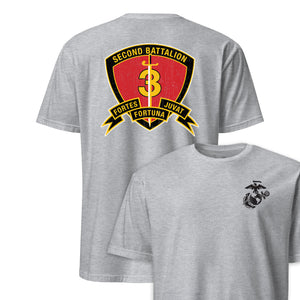 2nd Battalion 3rd Marines Back Print T-Shirt in Grey - USMC unit tee