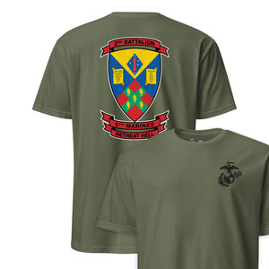 2nd Battalion 5th Marines Back Print T-Shirt in OD Green - USMC unit tee