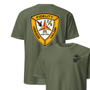 2nd Battalion 9th Marines Back Print T-Shirt in OD Green - USMC unit tee