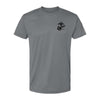 Grey Left Chest Eagle, Globe, and Anchor Established Performance T-Shirt- Black Logo - CHARCOAL