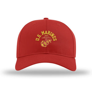 Old School USMC Structured Hat - Red Hat w/ Gold
