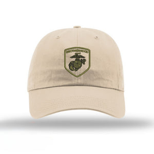 Brotherhood Shield EGA Unstructured USMC Hat - Stone Hat w/ OD Green