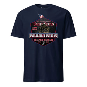 250 Year USMC Anniversary T-Shirt in Navy - Marine Corps commemorative tee