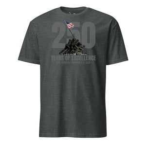 250th USMC Birthday Iwo Jima T-Shirt in Charcoal - Marine Corps commemorative tee