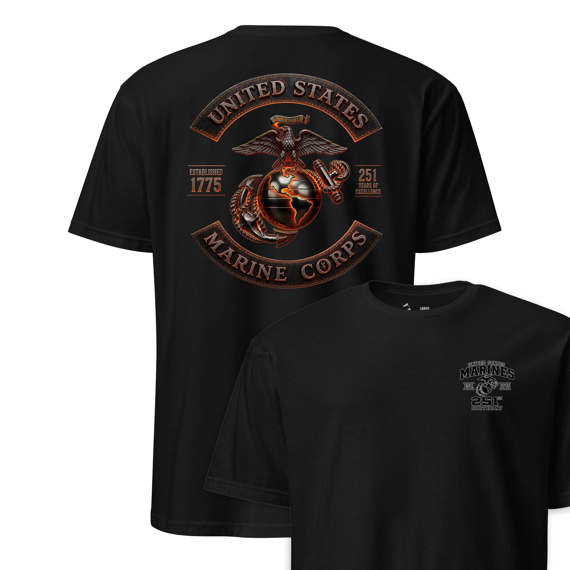 251st USMC Birthday Molten Rocker T-Shirt