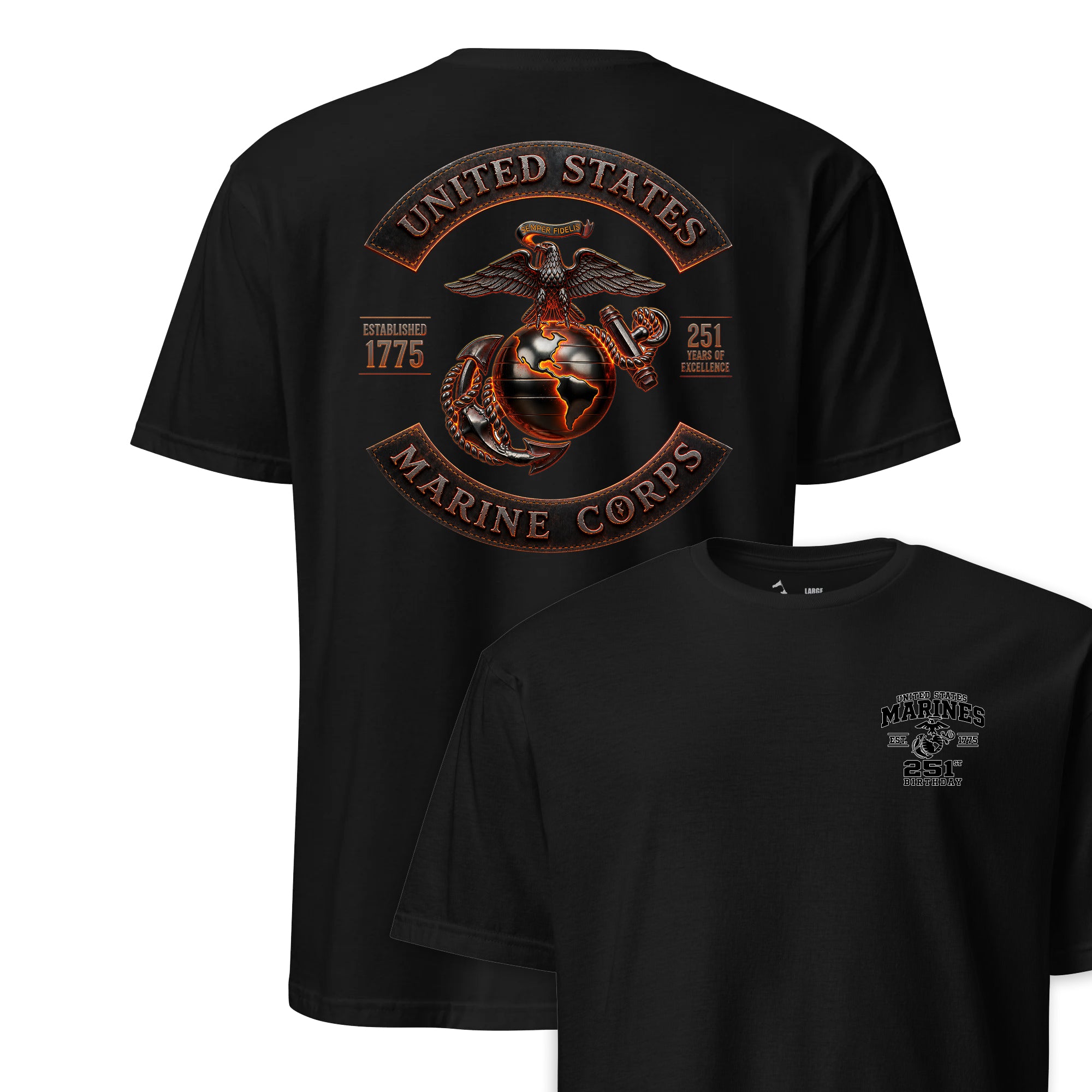 251st USMC Birthday Molten Rocker T-Shirt