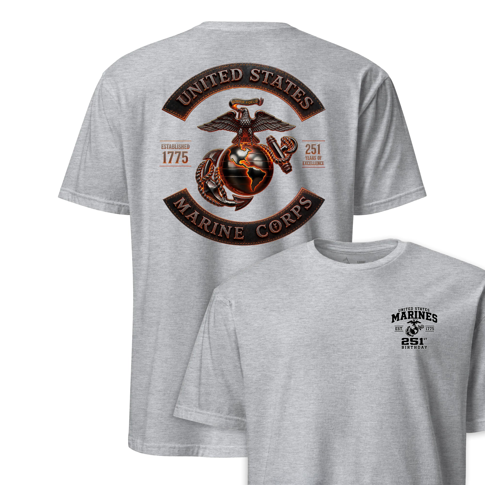 251st USMC Birthday Molten Rocker T-Shirt