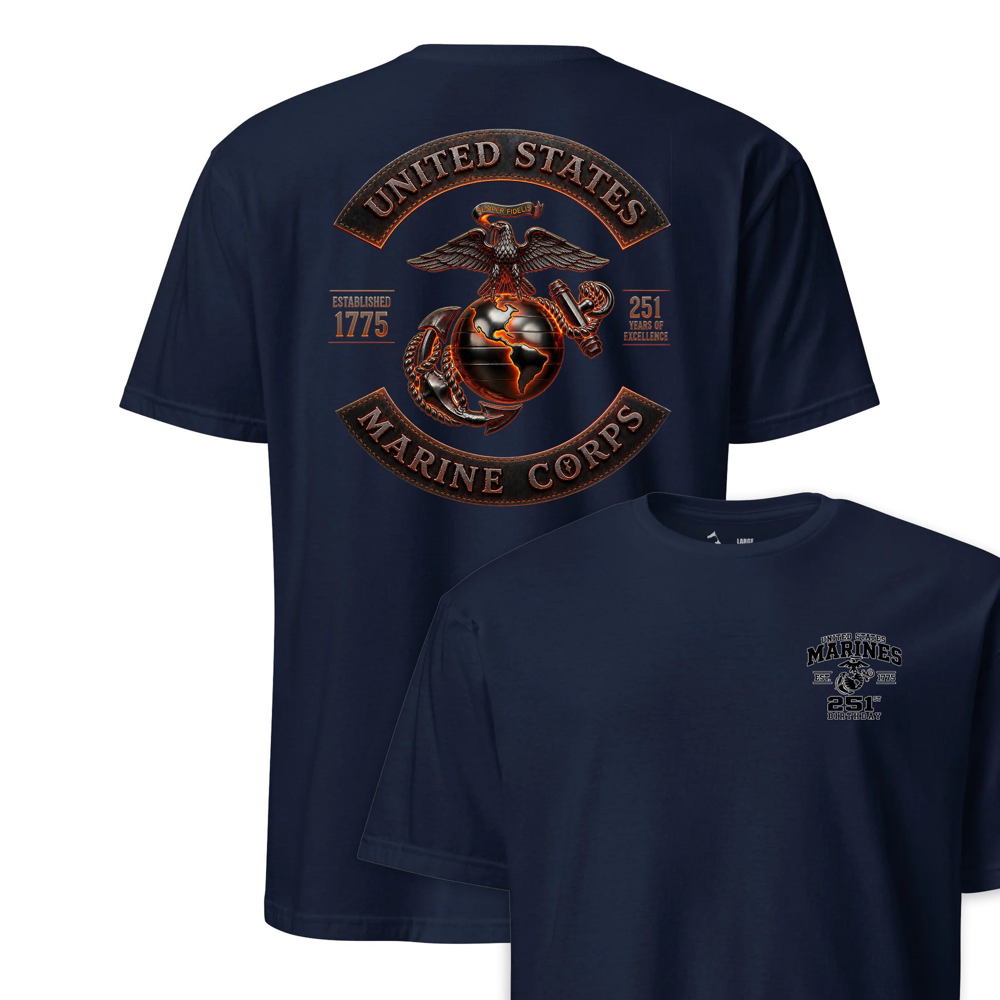 251st USMC Birthday Molten Rocker T-Shirt