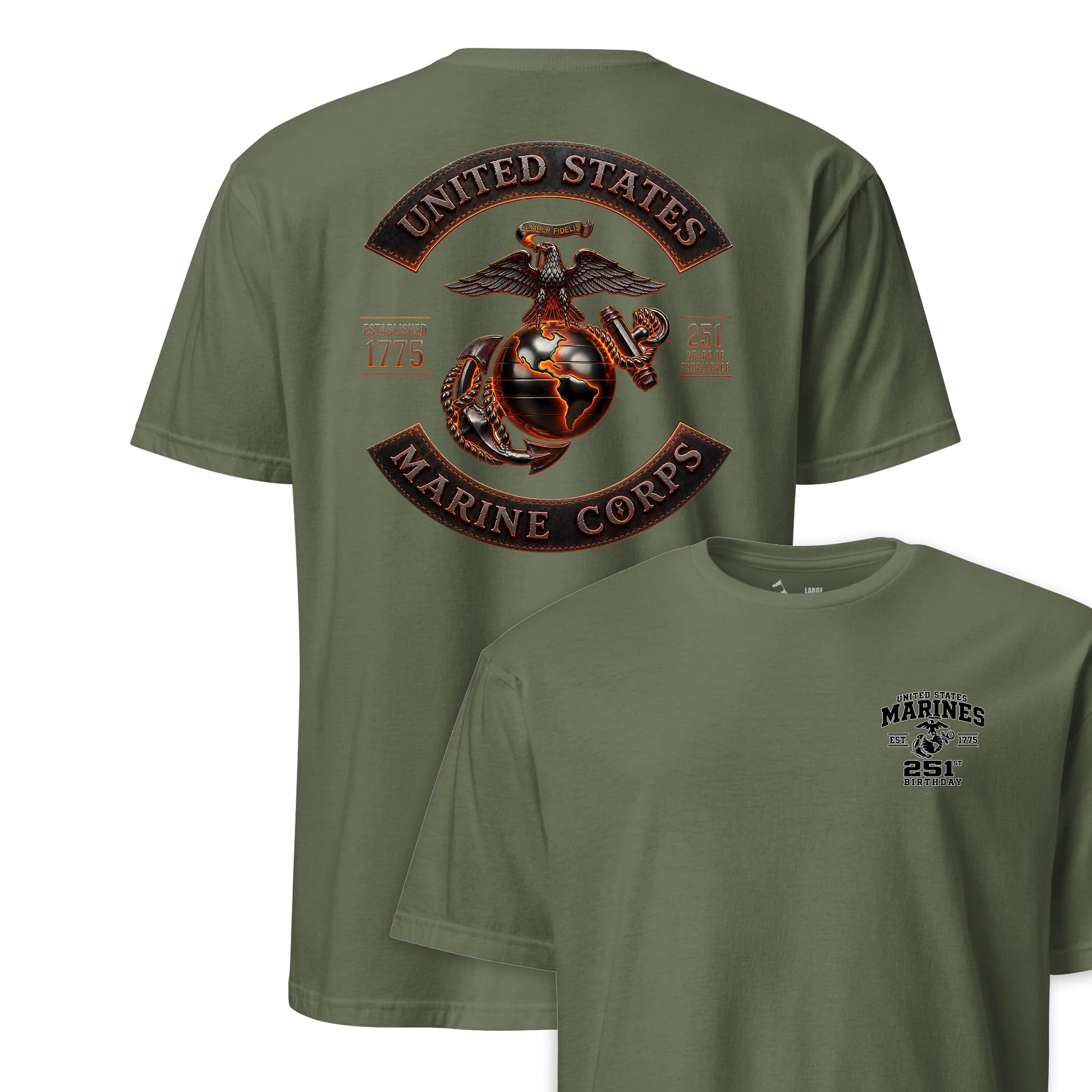 251st USMC Birthday Molten Rocker T-Shirt
