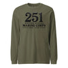 251st USMC Birthday Blackout Long Sleeve T-Shirt - OD GREEN