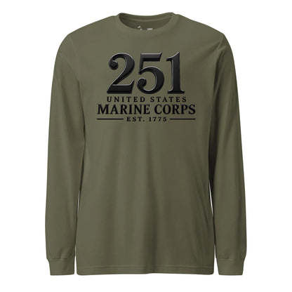 251st USMC Birthday Blackout Long Sleeve T-Shirt