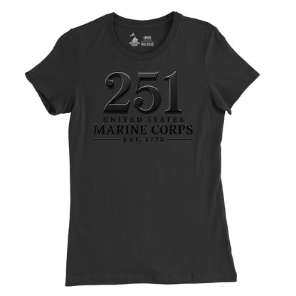 251st USMC Birthday Blackout Womens T-Shirt