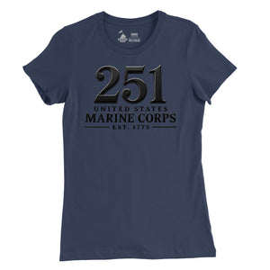 251st USMC Birthday Blackout Womens T-Shirt
