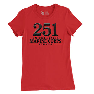 251st USMC Birthday Blackout Womens T-Shirt