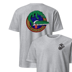 2nd Assault Amphibian Battalion Back Print T-Shirt in Grey - USMC unit tee