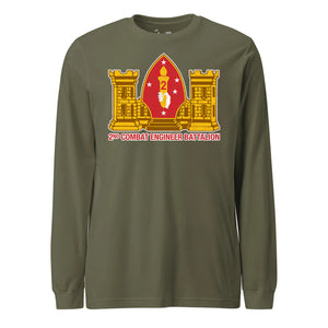 2nd Combat Engineer Battalion Long Sleeve T-Shirt in OD Green - USMC unit apparel