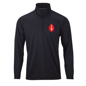 2nd Division Performance Quarter Zip Pullover in Black - USMC 2nd Division apparel