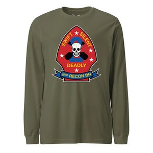2nd Recon Battalion Long Sleeve T-Shirt in OD Green - USMC unit apparel