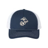 Eagle Globe And Anchor Structured Trucker- Silver Logo - NAVY/WHITE