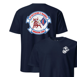 3rd Battalion 1st Marines Back Print T-Shirt in Navy - USMC unit tee