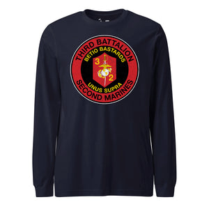 3rd Battalion 2nd Marines Long Sleeve T-Shirt in Navy - USMC unit apparel