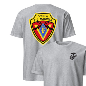 3rd Battalion 27th Marines Back Print T-Shirt in Grey - USMC unit tee