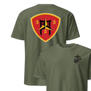 3rd Battalion 3rd Marines Back Print T-Shirt in OD Green - USMC unit tee