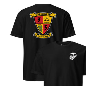 3rd Battalion 5th Marines Darkhorse Back Print T-Shirt in Black - USMC unit tee